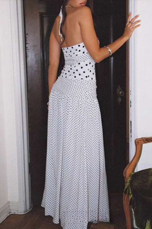 Lace Edition Polka Dot Cami Mermaid Maxi Dress