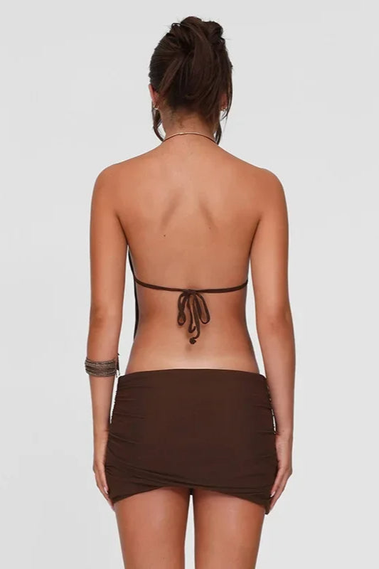Ring Metal Halter Mini Dress