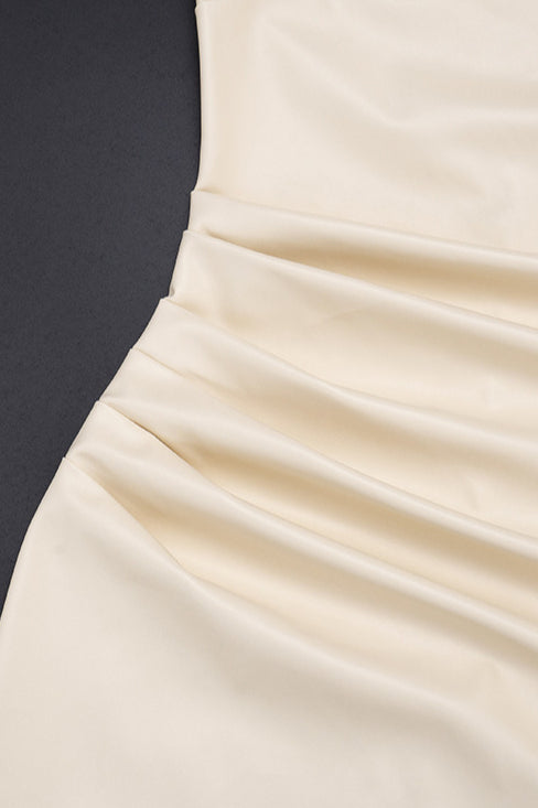 PU Ruched Leather Bodycon Dress