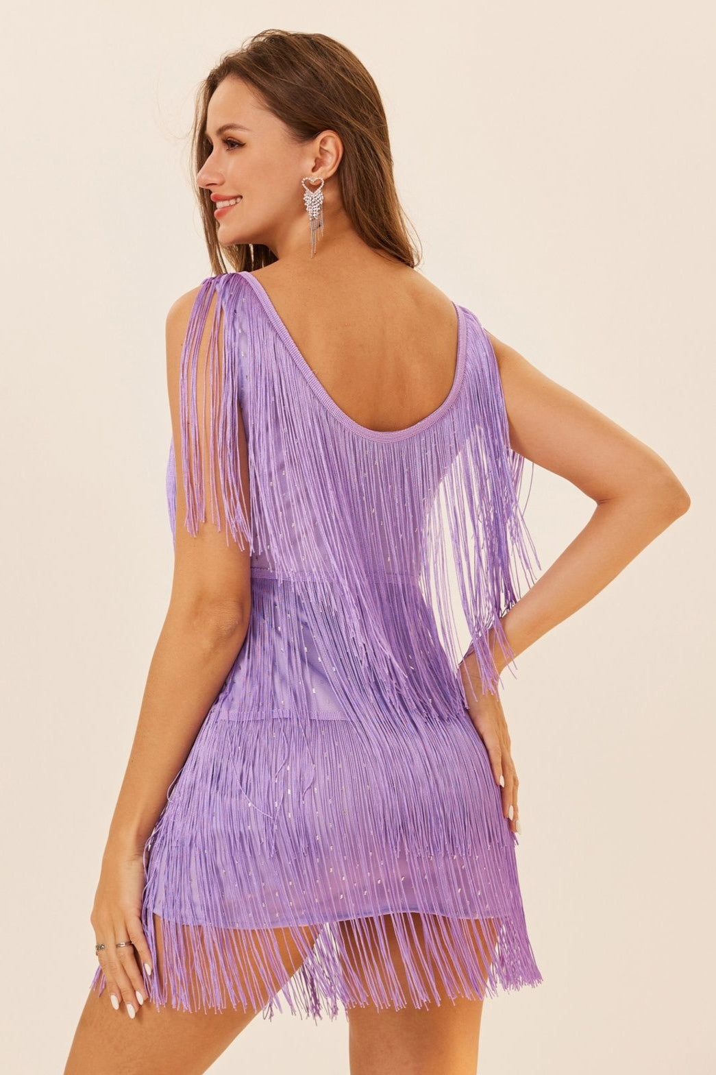 Size Plus Sleeveless Tassel Mini Dress
