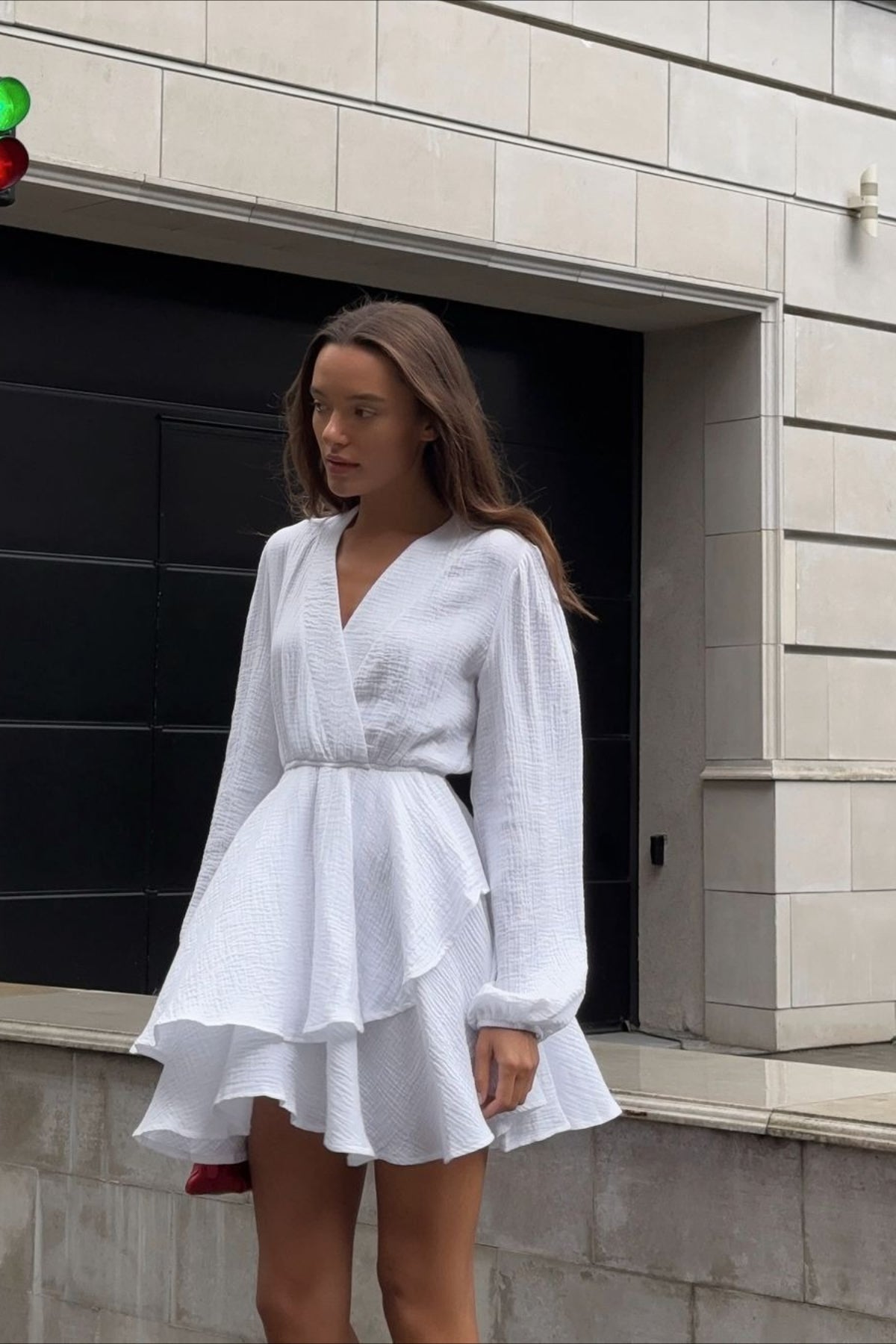 Sleeve Long Fitted Midi Dress