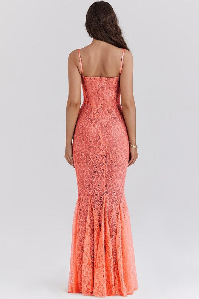 Lace Edition Backless Spaghetti Strap Maxi Dress