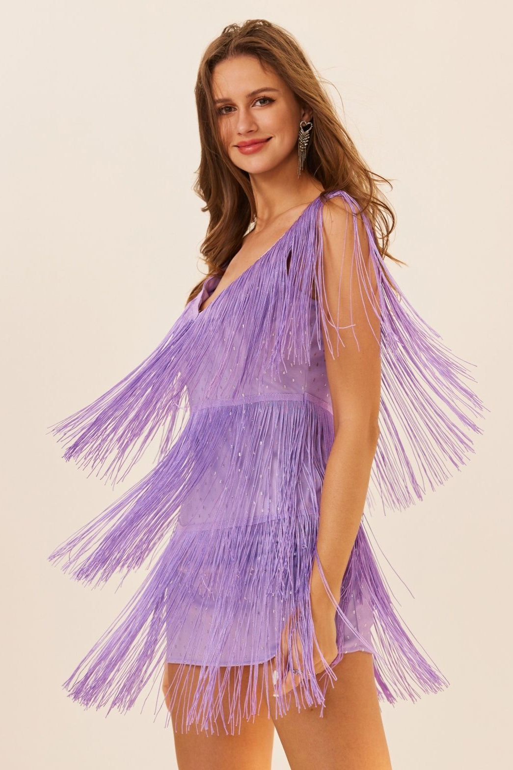 Size Plus Sleeveless Tassel Mini Dress