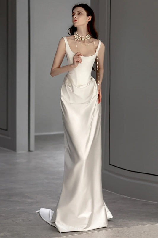Minimalist High End Graceful Satin Wedding Dress