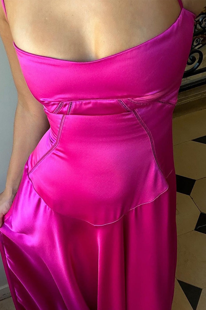 Chic Cami Slim Fit Back Tie Long Prom Dress
