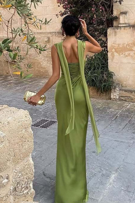 Solid Color Slim Graceful Chic Prom Dress