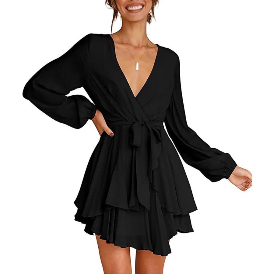 Exclusive Johana Summer Wrap Mini Dress Elevated Occasion Wear