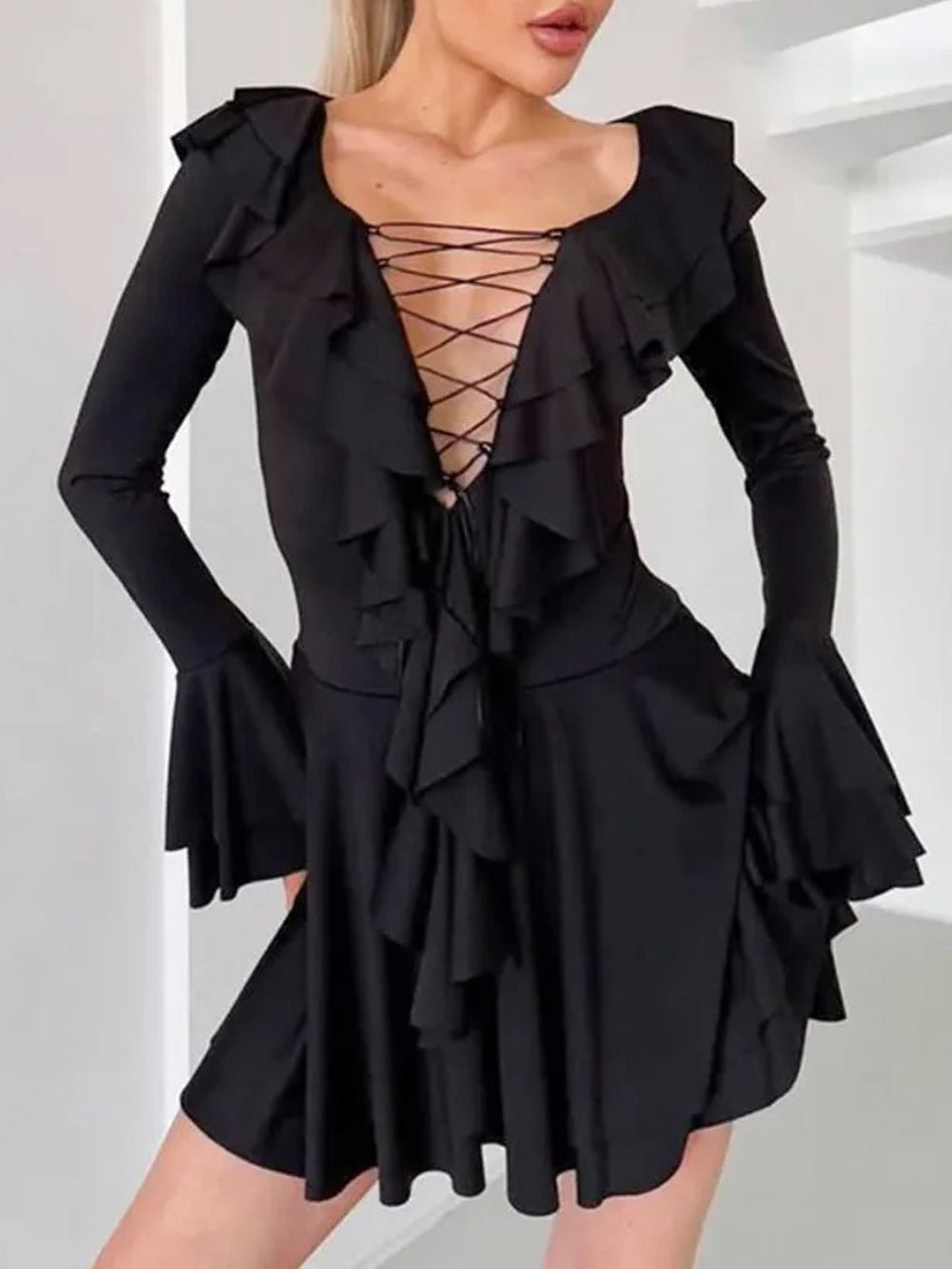 Long Daphne Sleeve Mini Dress