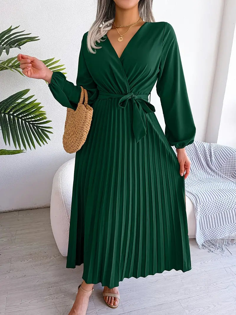Effortless Verónica Pleated Midi Dress Chic Silhouette Collection