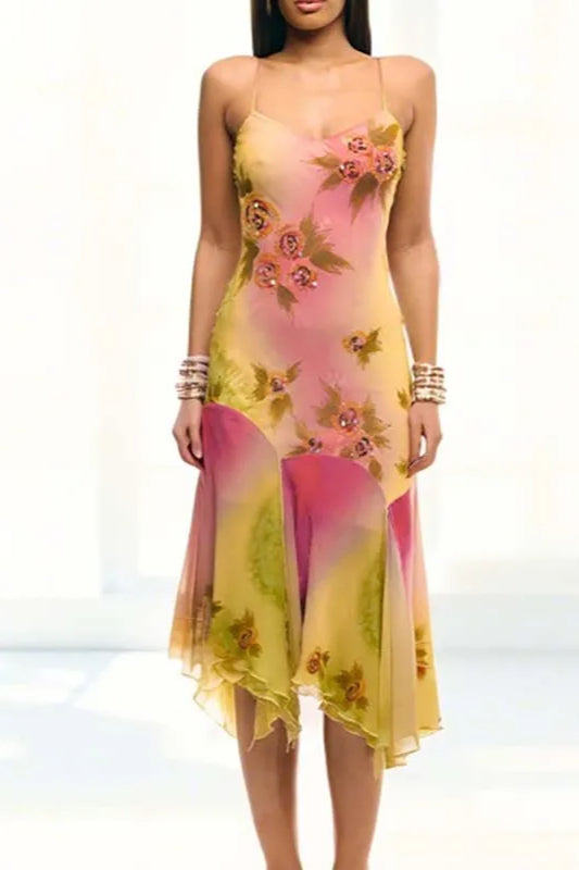 Printed Bohemian Halter Midi Dress