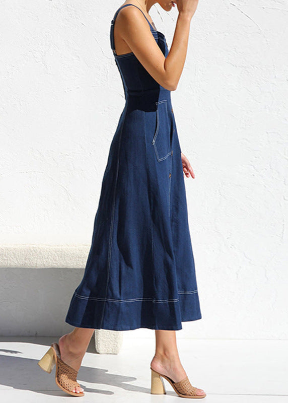 Indigo Santorini Denim Button Down Midi Dress