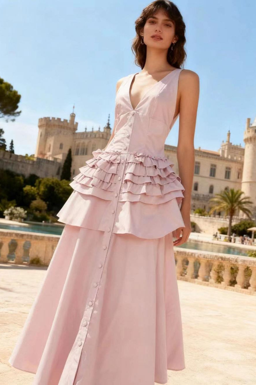 Graceful Vintage Sleeveless Swing Tiered Prom Dress