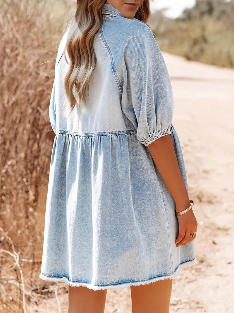 Aesthetic Alessia Mini Dress Made of Cotton Denim Designer Edit