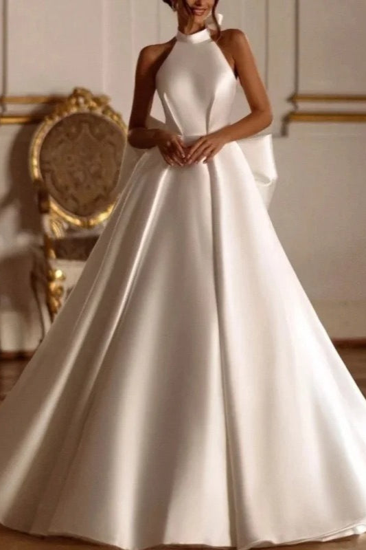 Graceful Satin Beaded Wedding Dress