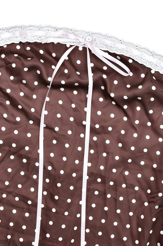 Satin Edition Polka Dot Strapless Backless Maxi Dress
