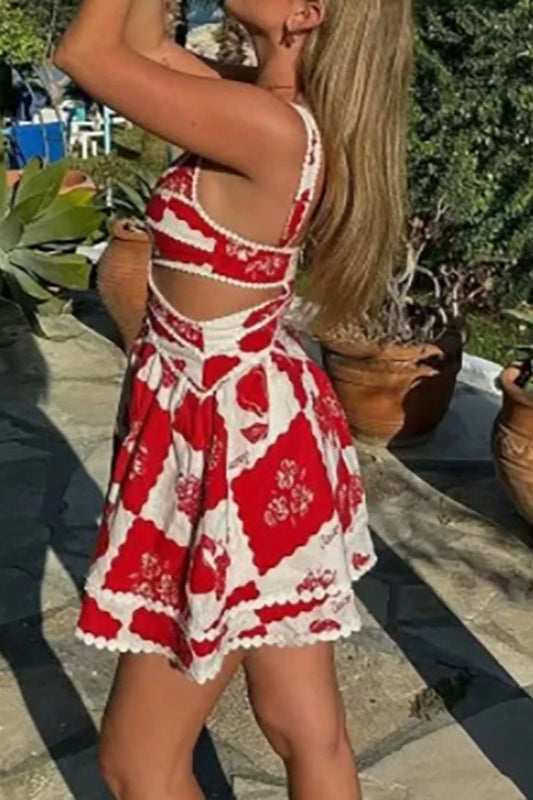 Refined V Neck Block Color Mini Dress