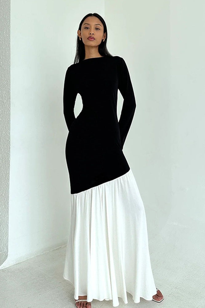 Bodycon Edition Ruched Patchwork Maxi Dress