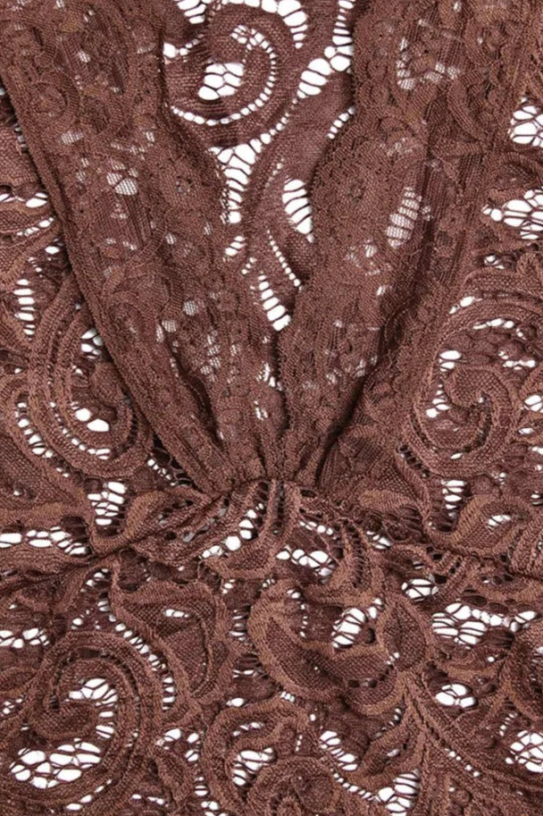 Neck V Flares Sleeve Lace Dress