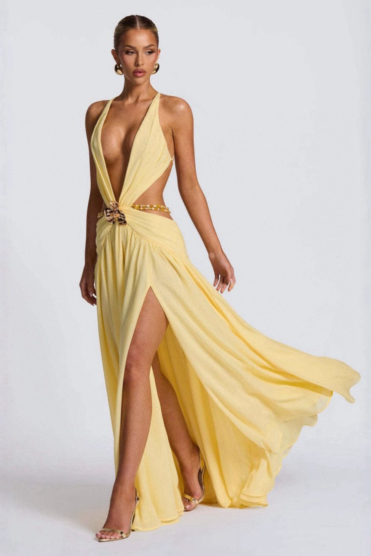 Refined Metal Trim Bodycon Vacation Dress