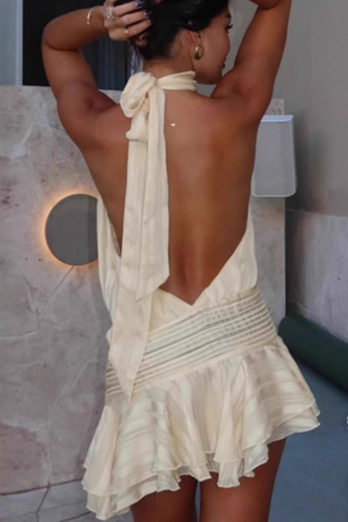 Tie Sleeveless Back Mini Vacation Dress