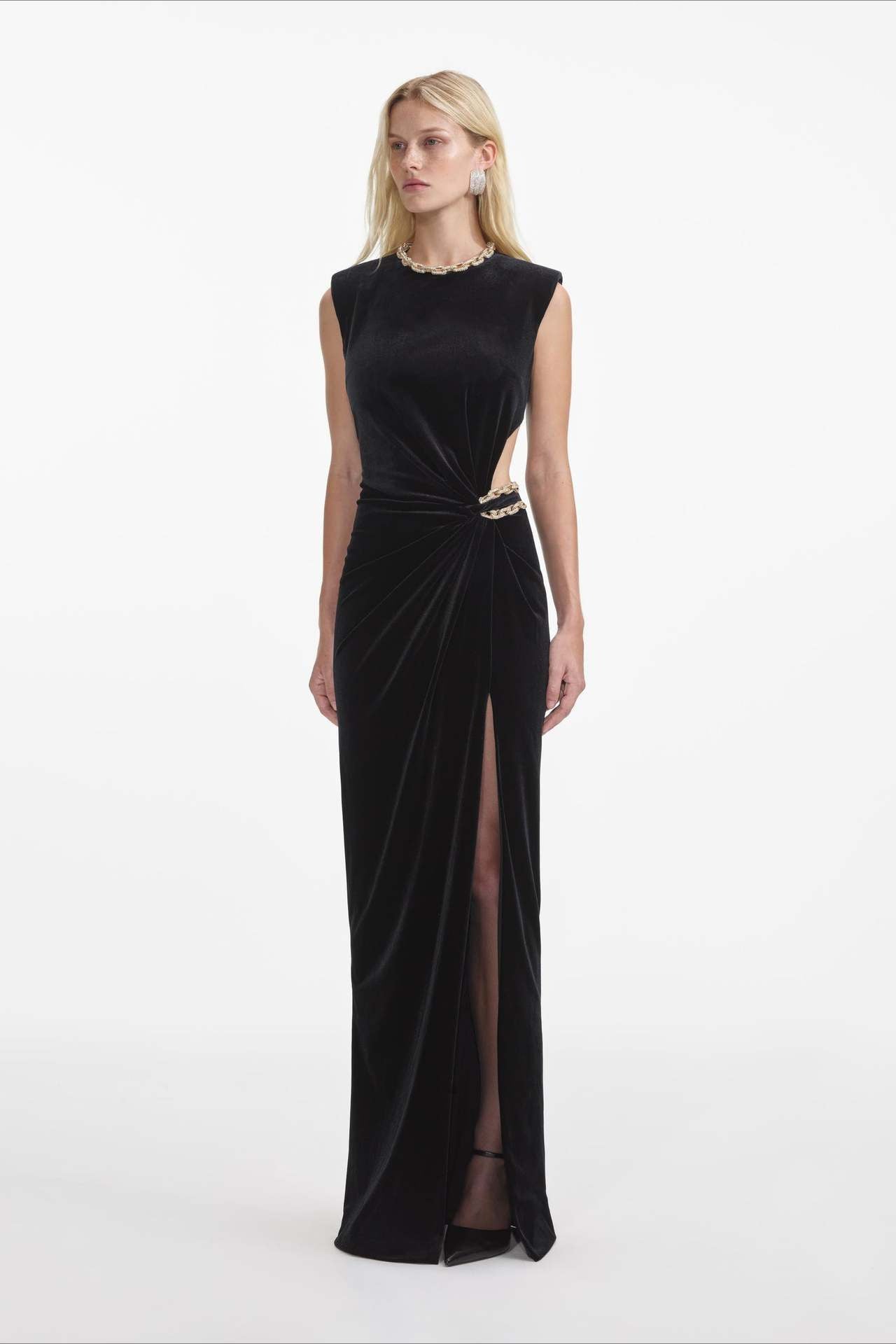 Cut Out Velvet Bodycon Party Dress