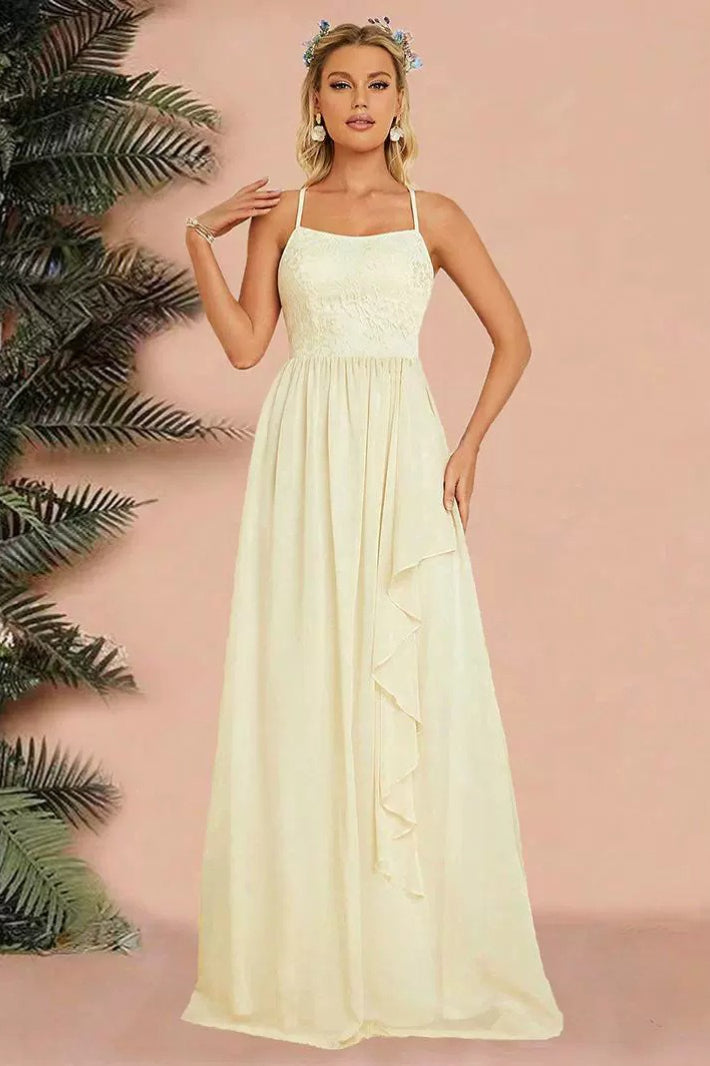 Chic Backless Spaghetti Strap Party Gown Prom Dress