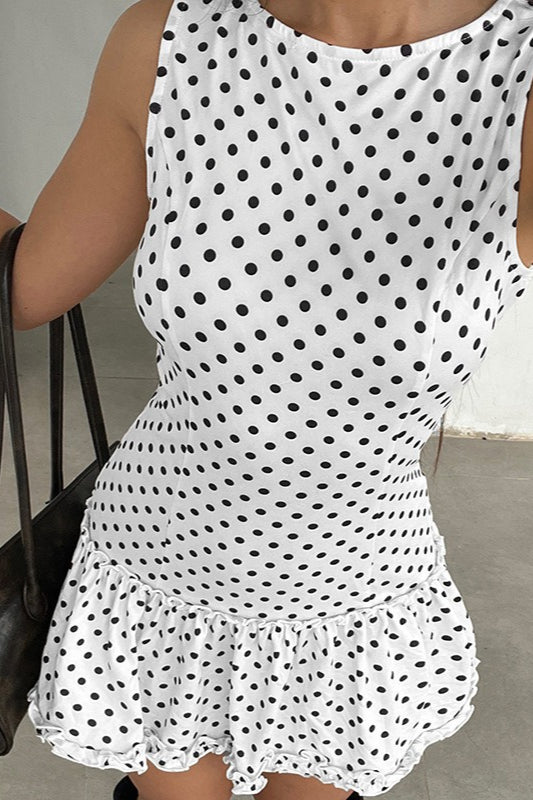 Dot Polka LaceTrim Bodycon Mini Dress