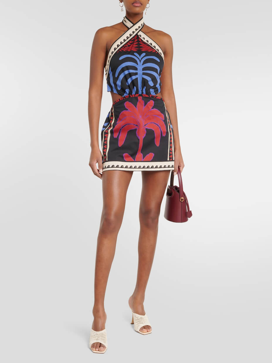 Summer Unique Print Halter Neck Mini Dress