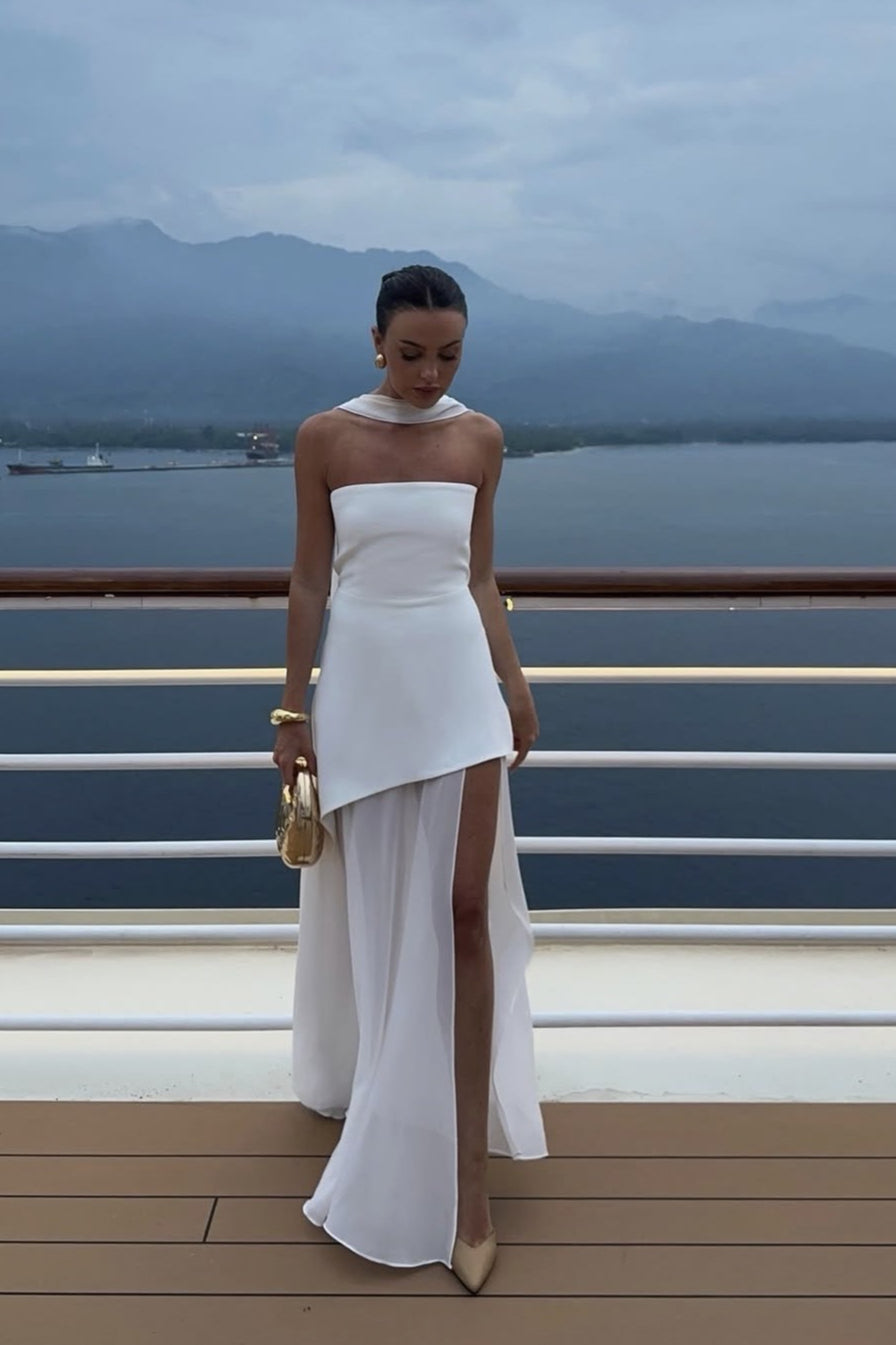 Graceful Strapless Sleeveless Maxi Dress
