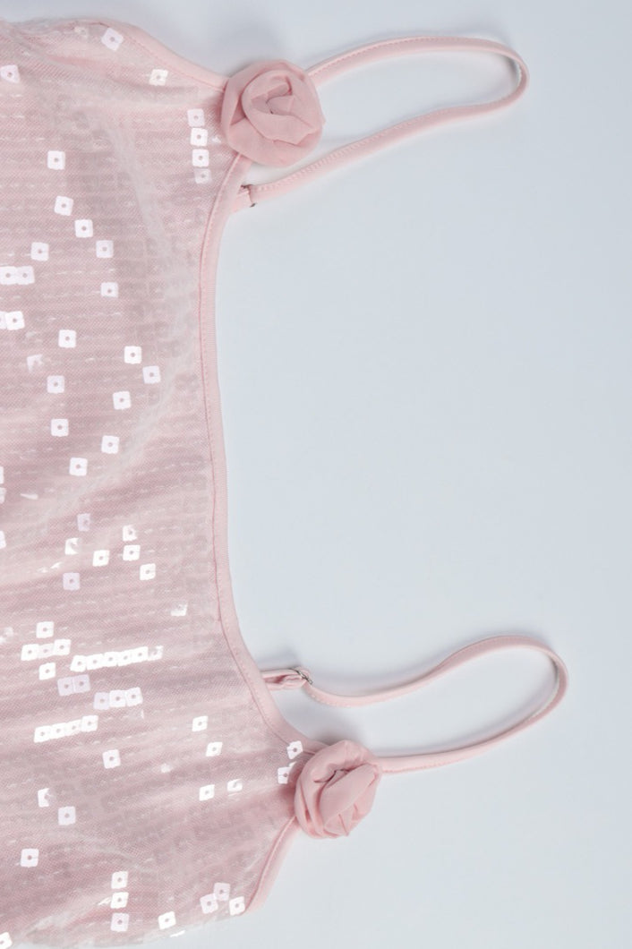 Spaghetti Sequin Strap Bodycon Mesh Mini Dress