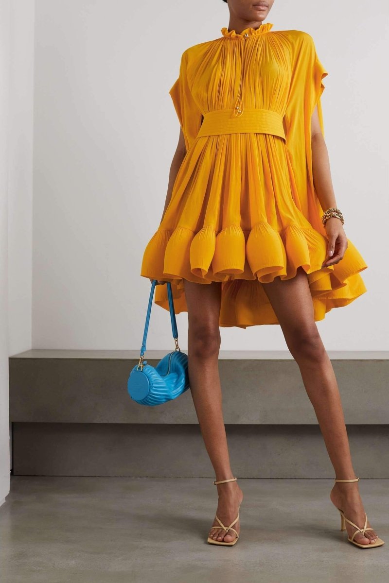 Statement Denisse Mini Dress with Ruffles and Cape Effect Evening Wear Edit