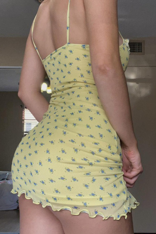Botanical Bow Tie Mini Dress