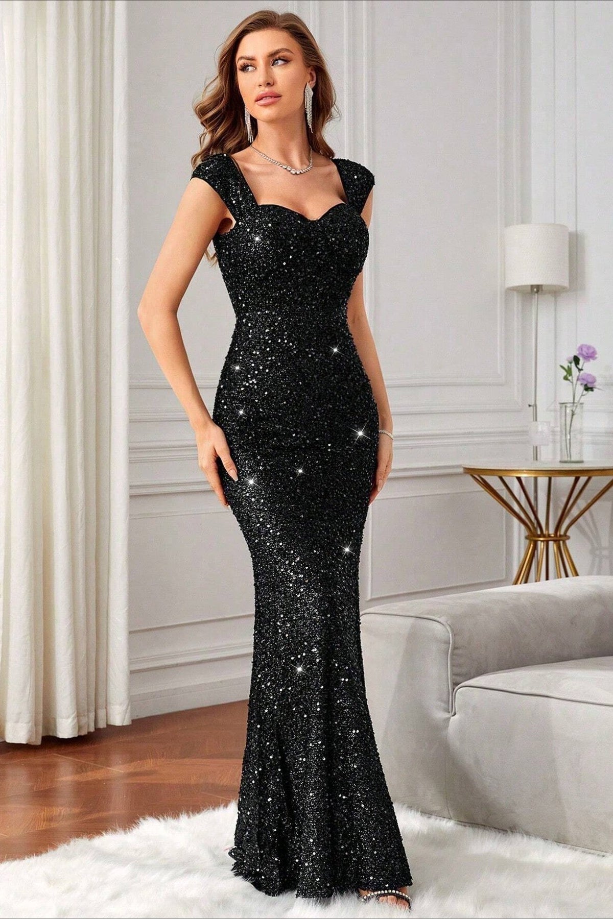 Empire Waist Slip Maxi Evening Dress