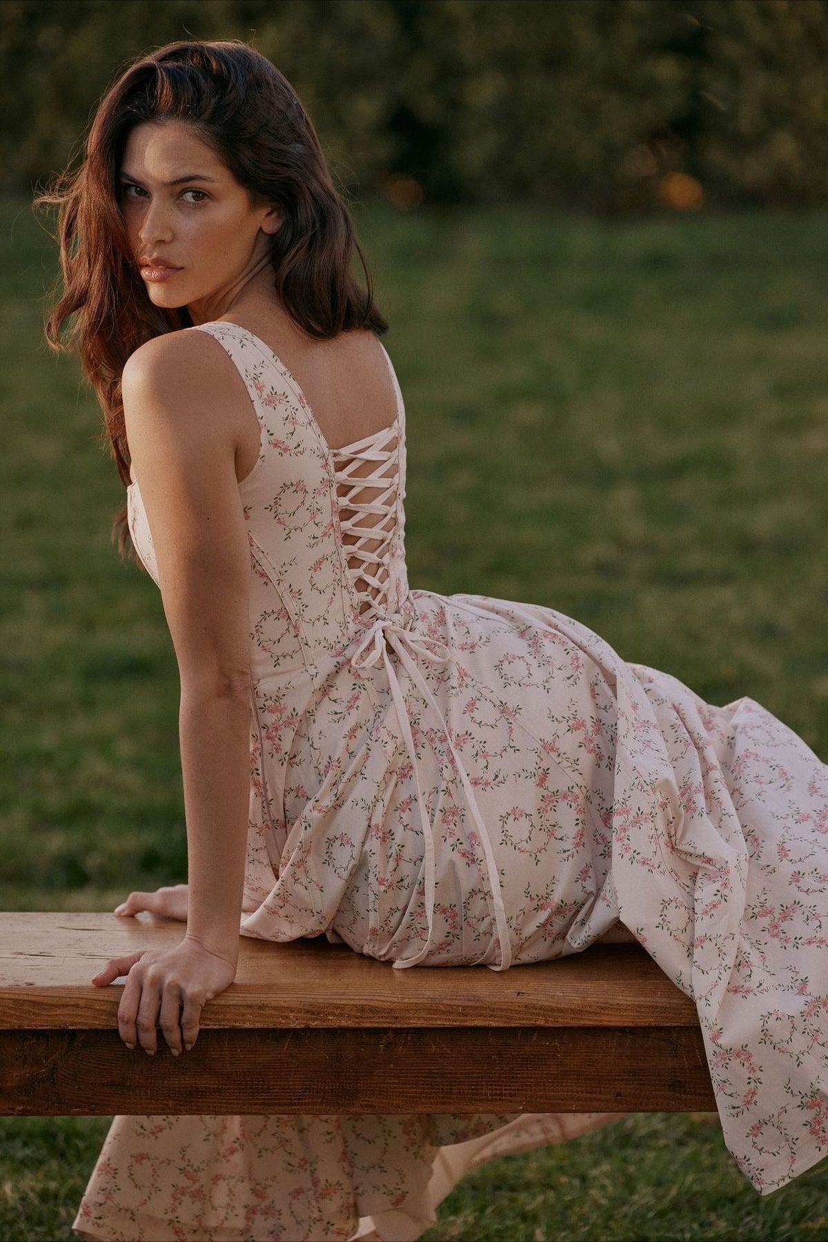 Shoulder Off Tie Strap Midi Dress