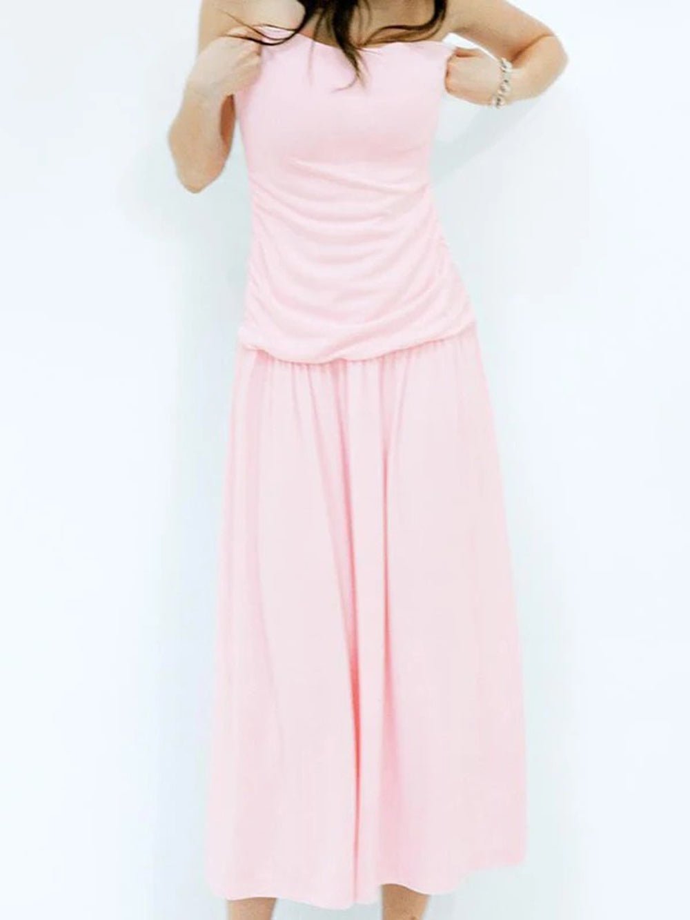 Off Elodie Shoulder Midi Dress