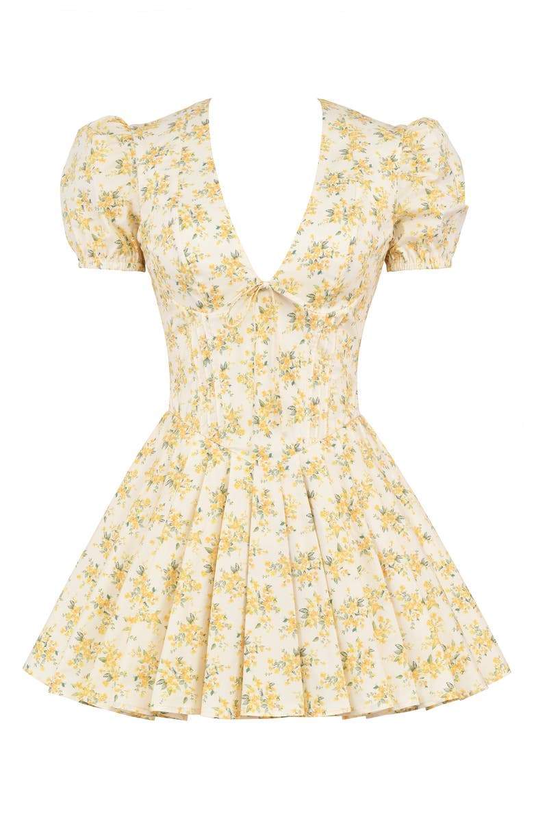 Helga Elevated Bloom V Neck Corset Mini Dress Statement Occasion Edit