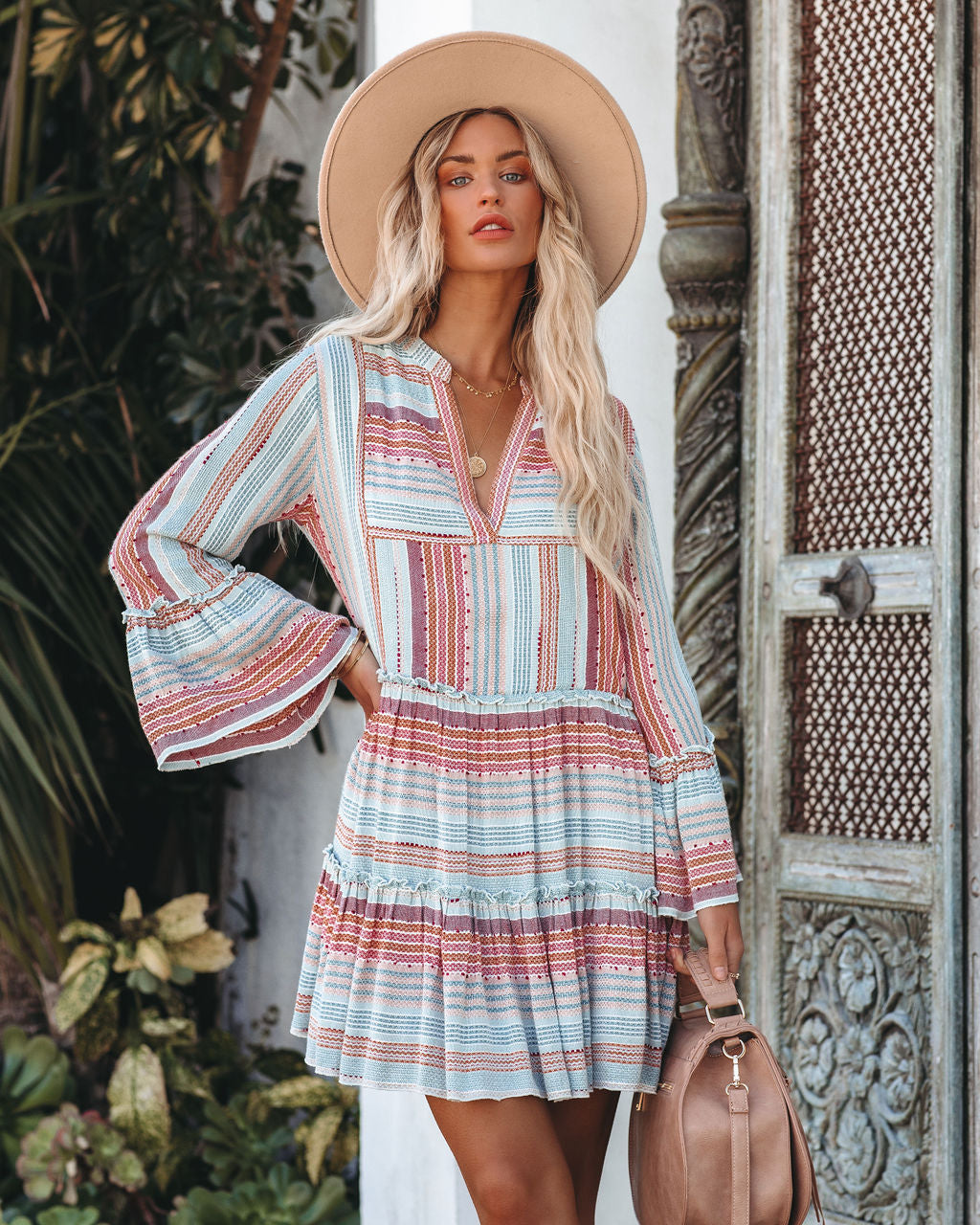 Tiered Ezzy Bell Sleeve Babydoll Dress