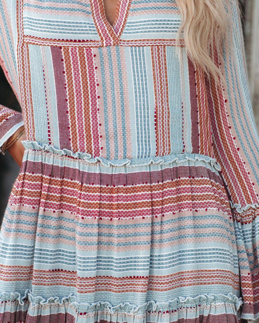 Tiered Ezzy Bell Sleeve Babydoll Dress