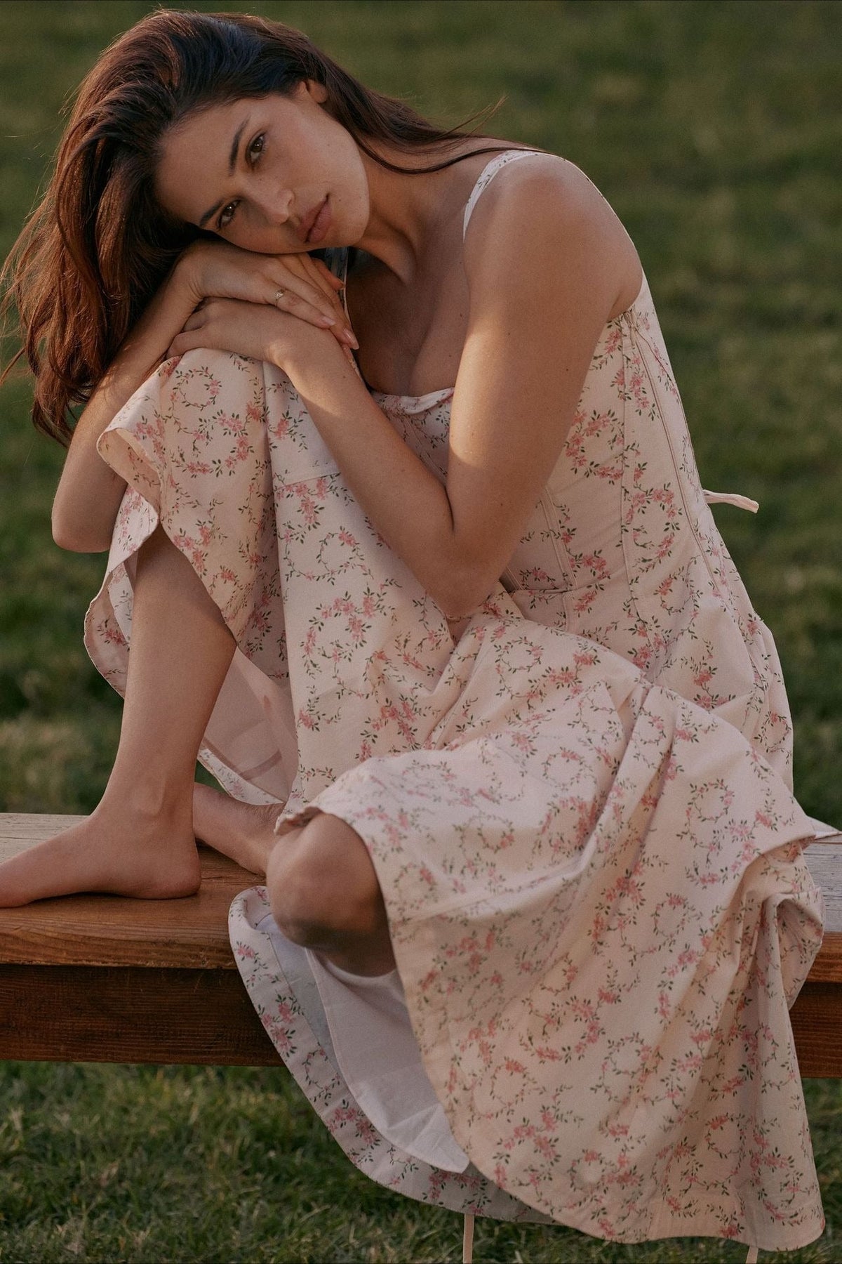 Shoulder Off Tie Strap Midi Dress
