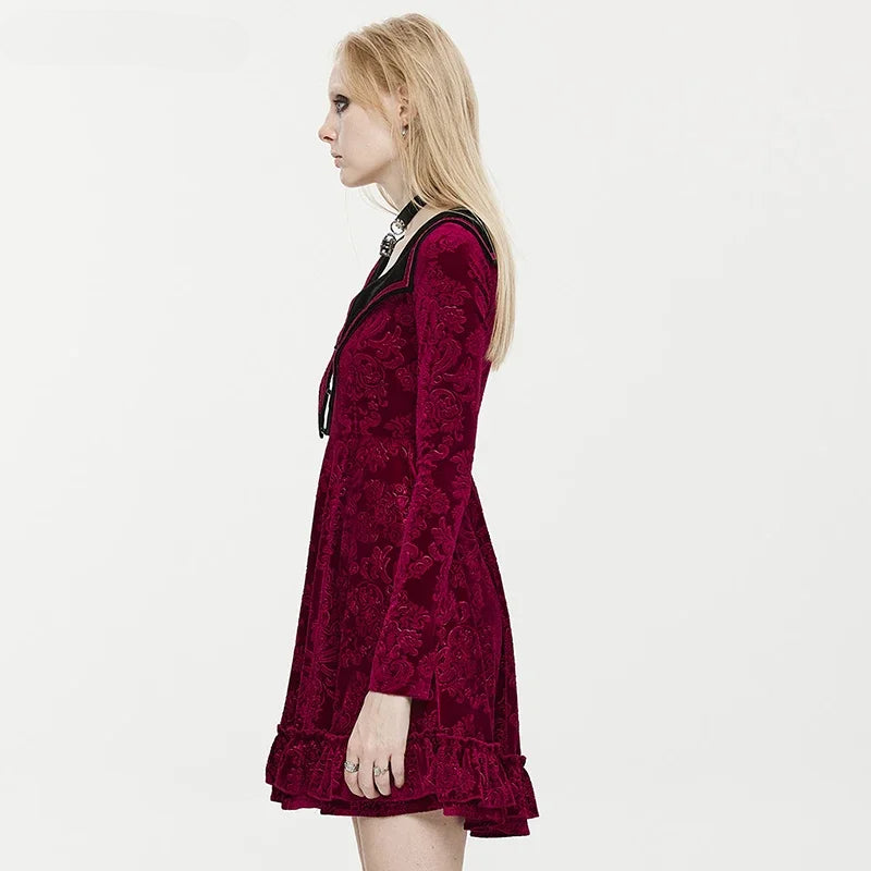 Bat Gothic Shaped Velvet Mysterious Mini Dress