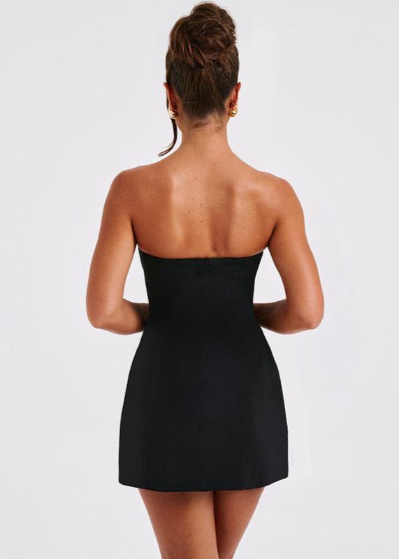 Black Strapless Tube Top Mini Dress