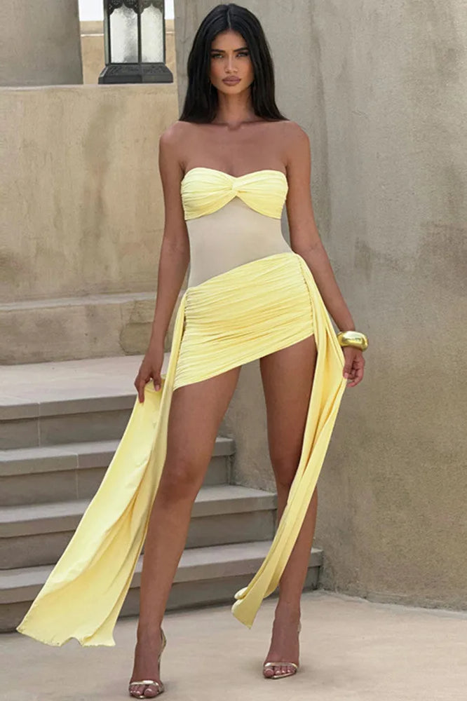Ruched Strapless Mini Dress