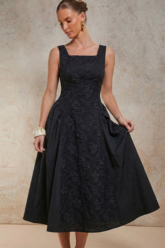 Sleeveless Embroidered Midi Dress