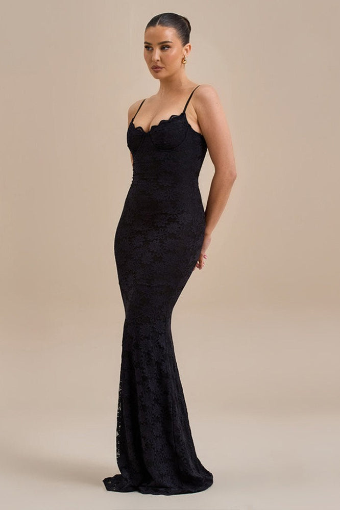 Backless Edition Bodycon Cami Maxi Lace Dress