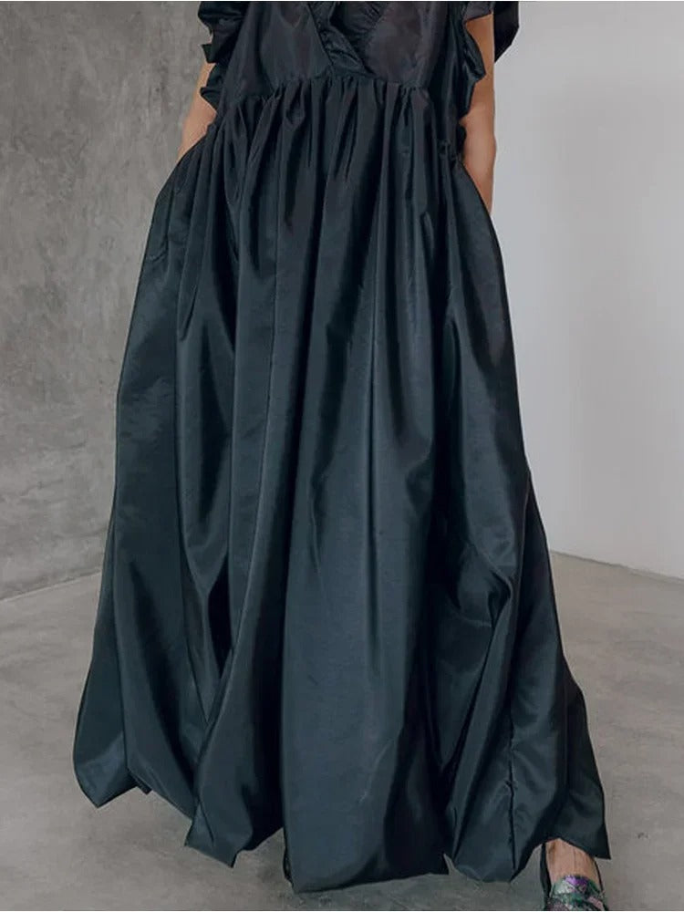 Gema Refined Maxi Dress with Ruffle Sleeves for Women Stylish Outfit