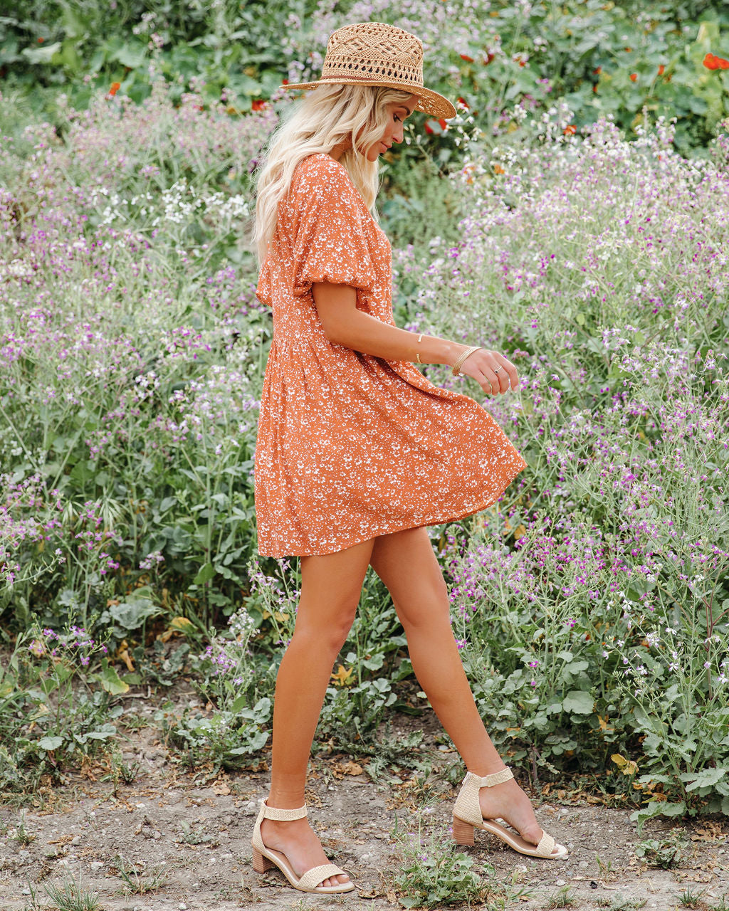 Faded Memories Bloom Puff Sleeve Babydoll Tunic