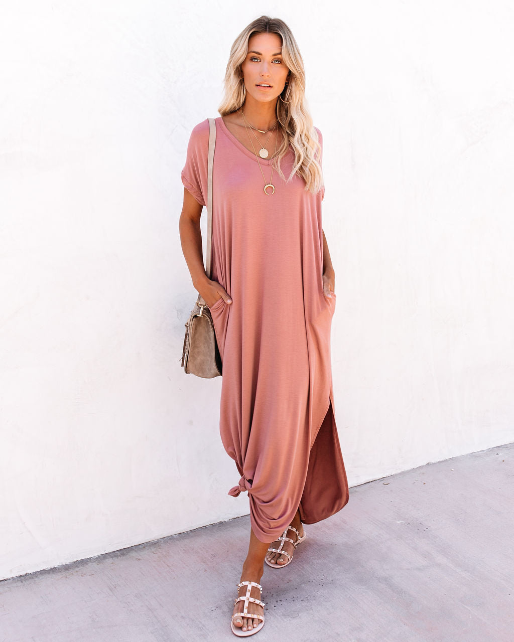 Farmers Market Pocketed Modal Maxi Dress Marsala
