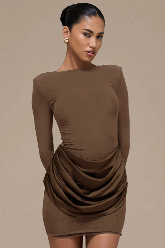 Color Solid Ruched Bodycon Dress