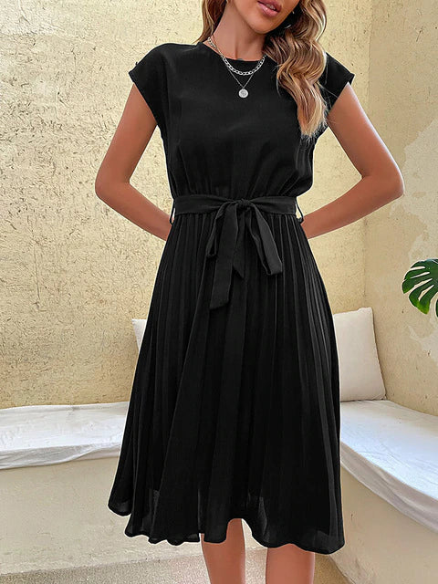 Premium Paula Cecilia Mini Dress with Short Sleeves and Pleats Boutique Collection