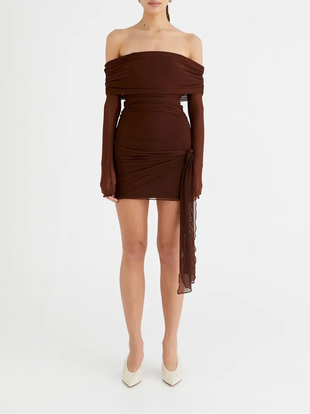 Off Gemma Shoulder Backless Mini Dress